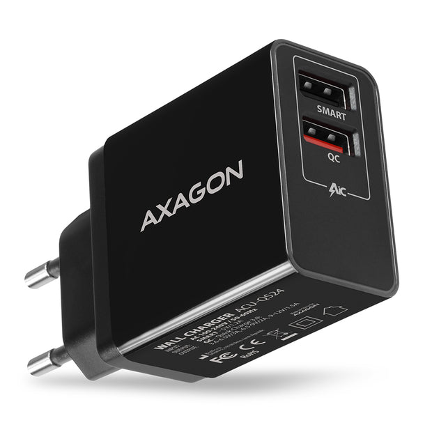 Axagon ACU-QS24 mobilladdare Smartphone Svart AC Snabb laddning inomhus