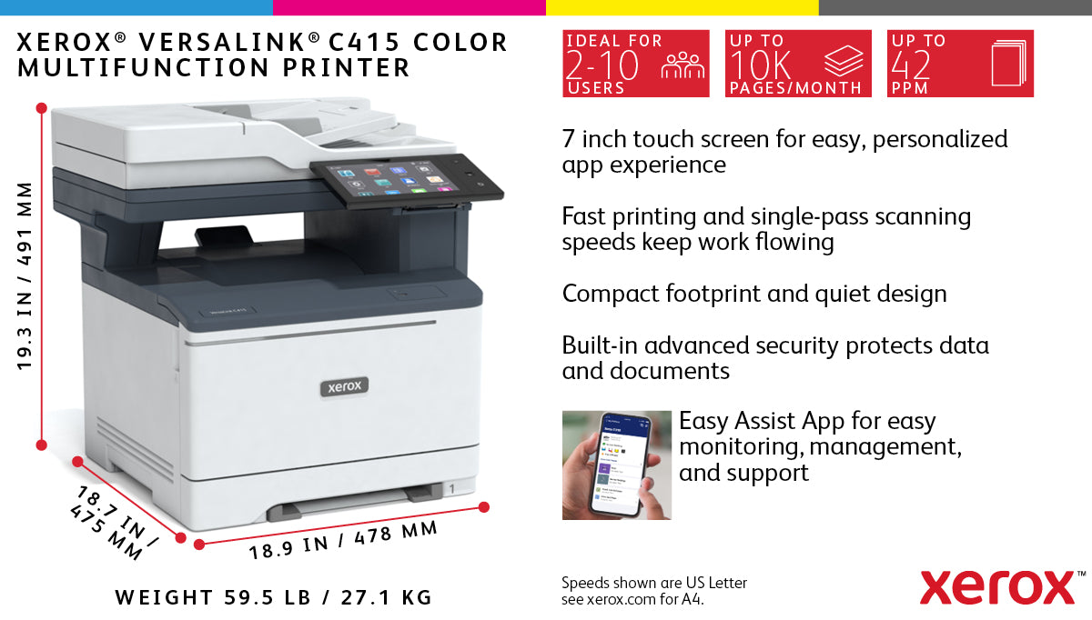 Xerox VersaLink C415 A4 40 sid/min dubbelsidig kopiering/utskrift/scanning/fax