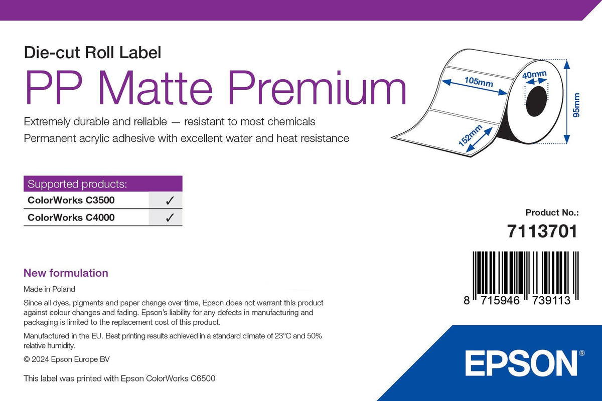 Epson PP Matte Label Premium utskriftsbara Etiketter
