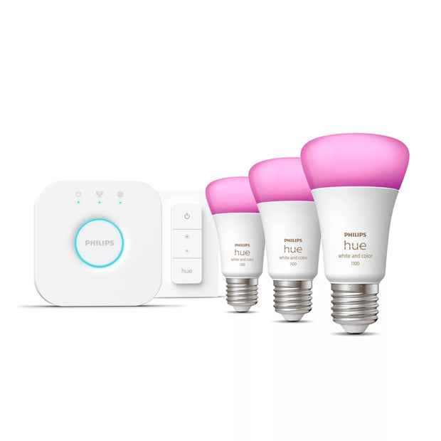 Philips Hue White och Color Ambiance Startpaket: 3 st E27 ljuskällor (1100lm) +