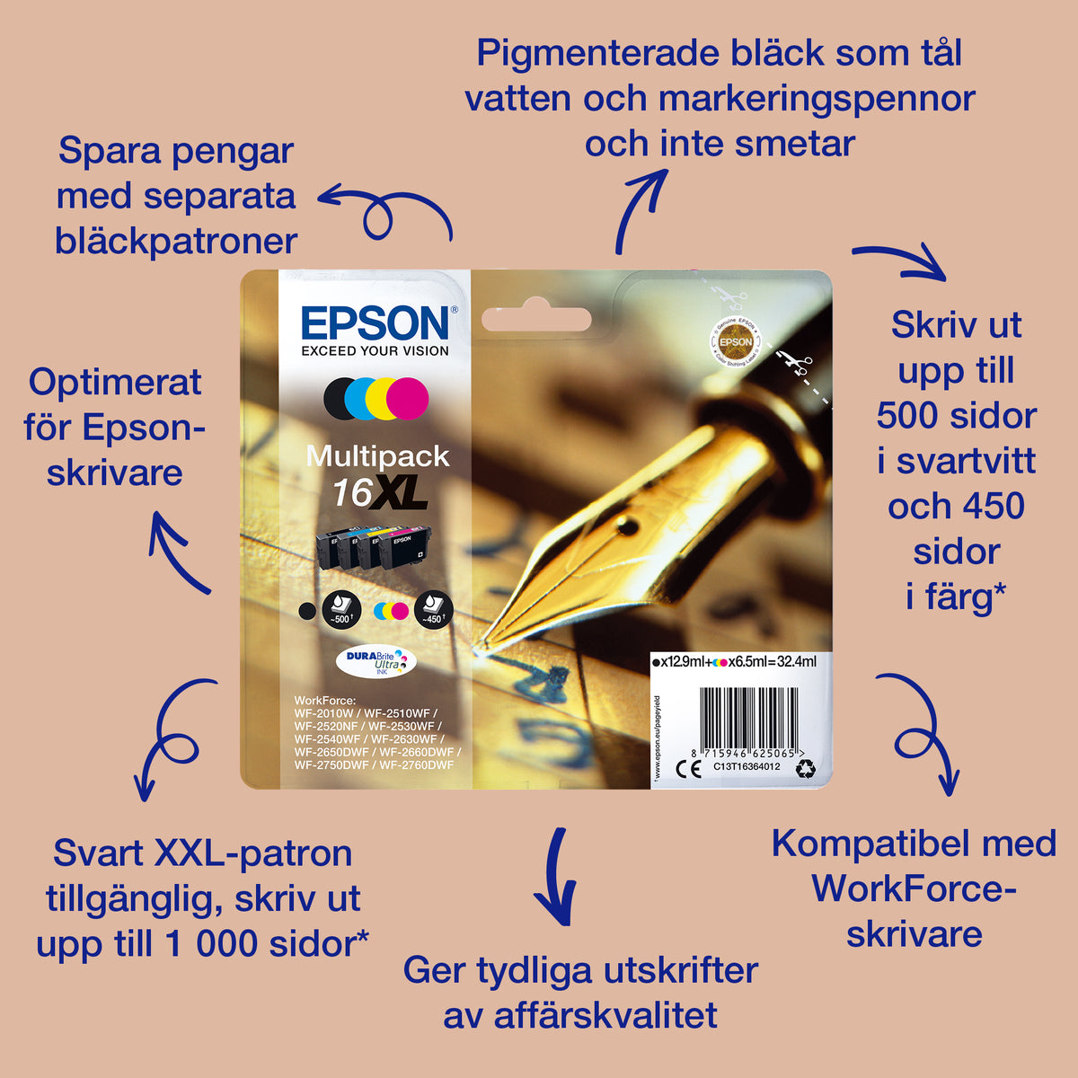 Epson Pen and crossword Singlepack Cyan 16XL DURABrite Ultra