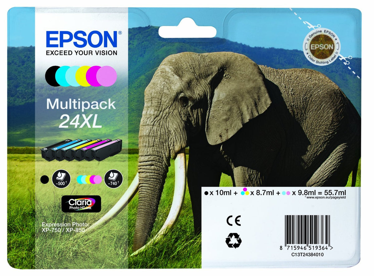 Epson Elephant Flerpack 6 färger 24XL Claria Photo HD-bläck