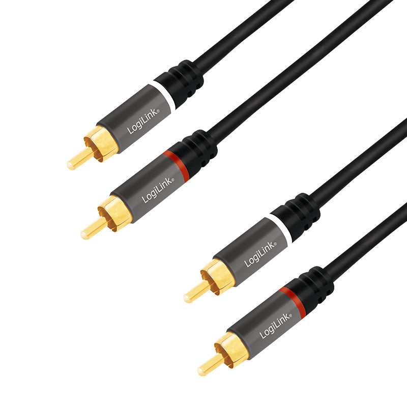 LogiLink CA1202 ljudkabel 1 m 2 x RCA Svart