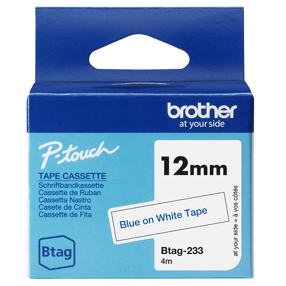 Brother BTAG-233 etikett-tejp Blå på vit