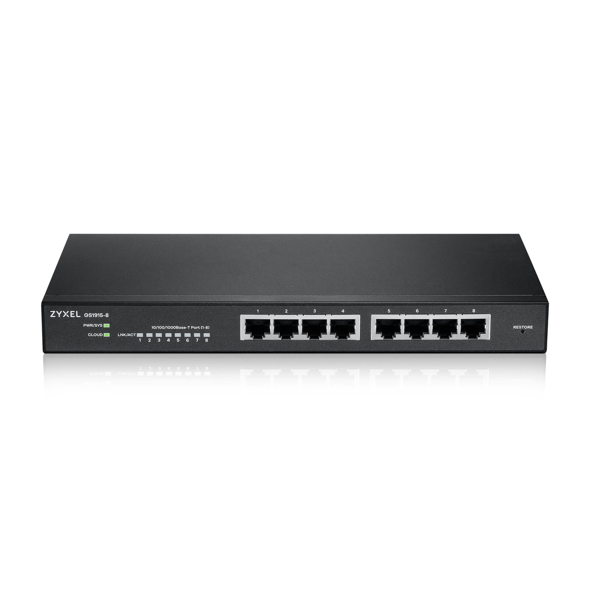 Zyxel GS1915-8 hanterad L2 Gigabit Ethernet (10/100/1000) Svart