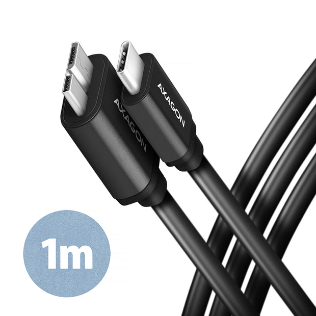 Axagon BUMM3-CM10AB USB-kablar USB 3.2 Gen 1 (3.1 Gen 1) 1 m Micro-USB B USB C 5 Gbit/s Svart