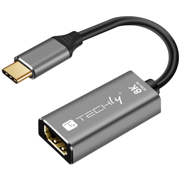 Techly IADAP-USBC-HDMI8 USB-grafikadapter 7680 x 4320 pixlar Svart