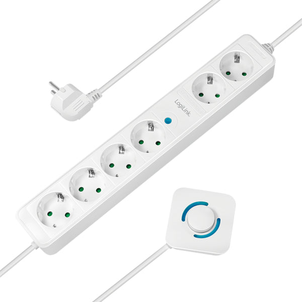 LogiLink LPS271 förlängningssladdar 1,5 m 6 AC-utgångar inomhus Vit