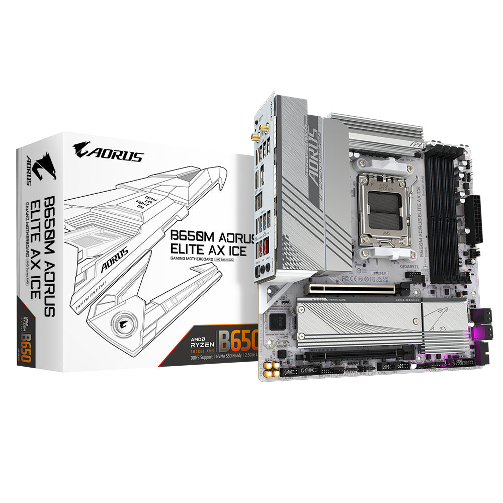 GIGABYTE B650M AORUS ELITE AX ICE moderkort AMD B650 AM5-sockel micro ATX