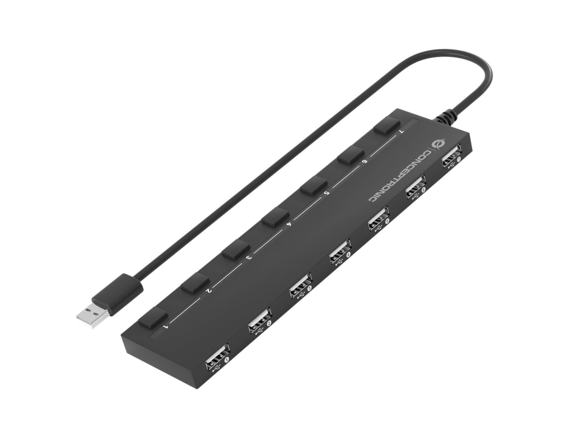 Conceptronic HUBBIES08BP gränssnittshubbar USB 2.0 480 Mbit/s Svart