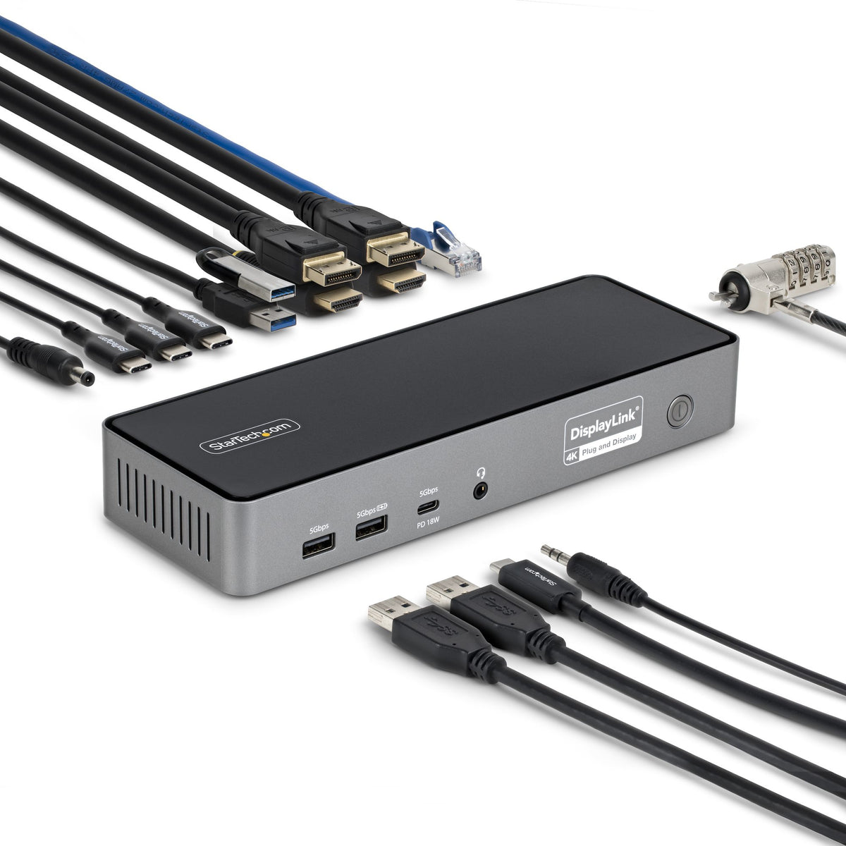 StarTech.com USB-C-dockningsstation för tre bildskärmar