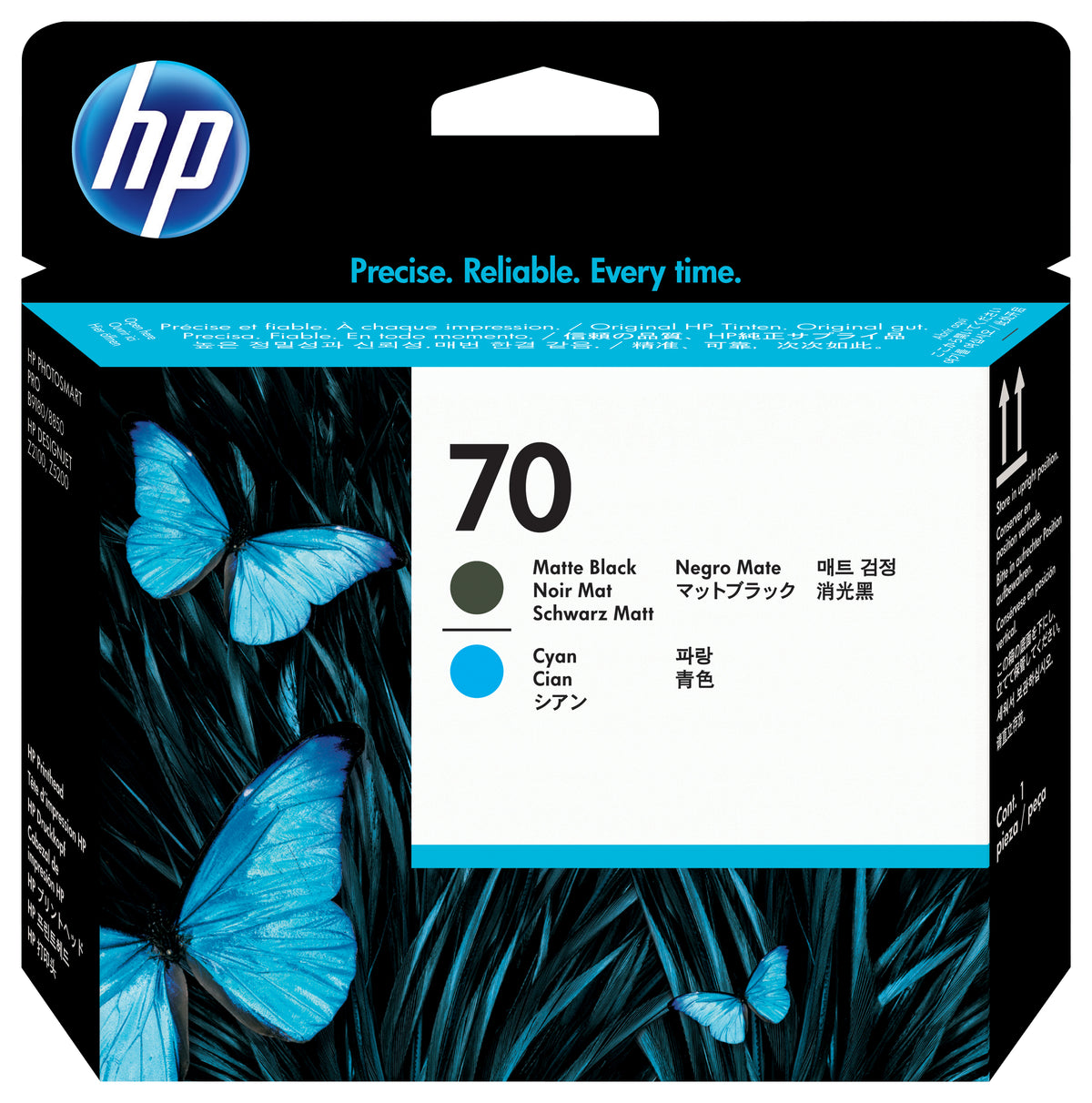 HP 70 mattsvart och cyan skrivhuvud