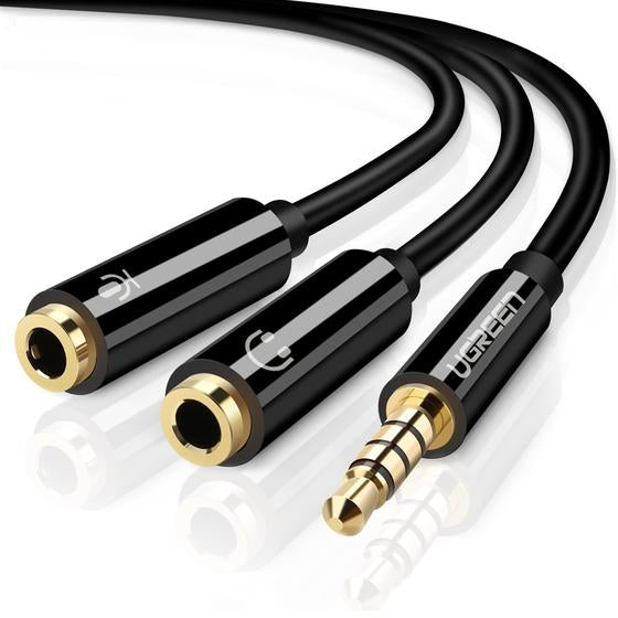 Ugreen 30620 ljudkabel 0,15 m 3,5mm 2 x 3.5mm Svart
