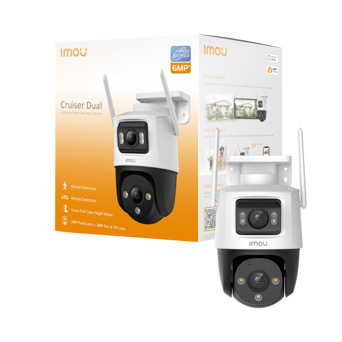 Imou Cruiser Dual 6MP Turret IP-säkerhetskamera Utomhus 2304 x 1296 pixlar Bord