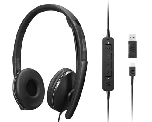 Lenovo 4XD1M45627 hörlur och headset Kabel Huvudband USB Type-C Svart