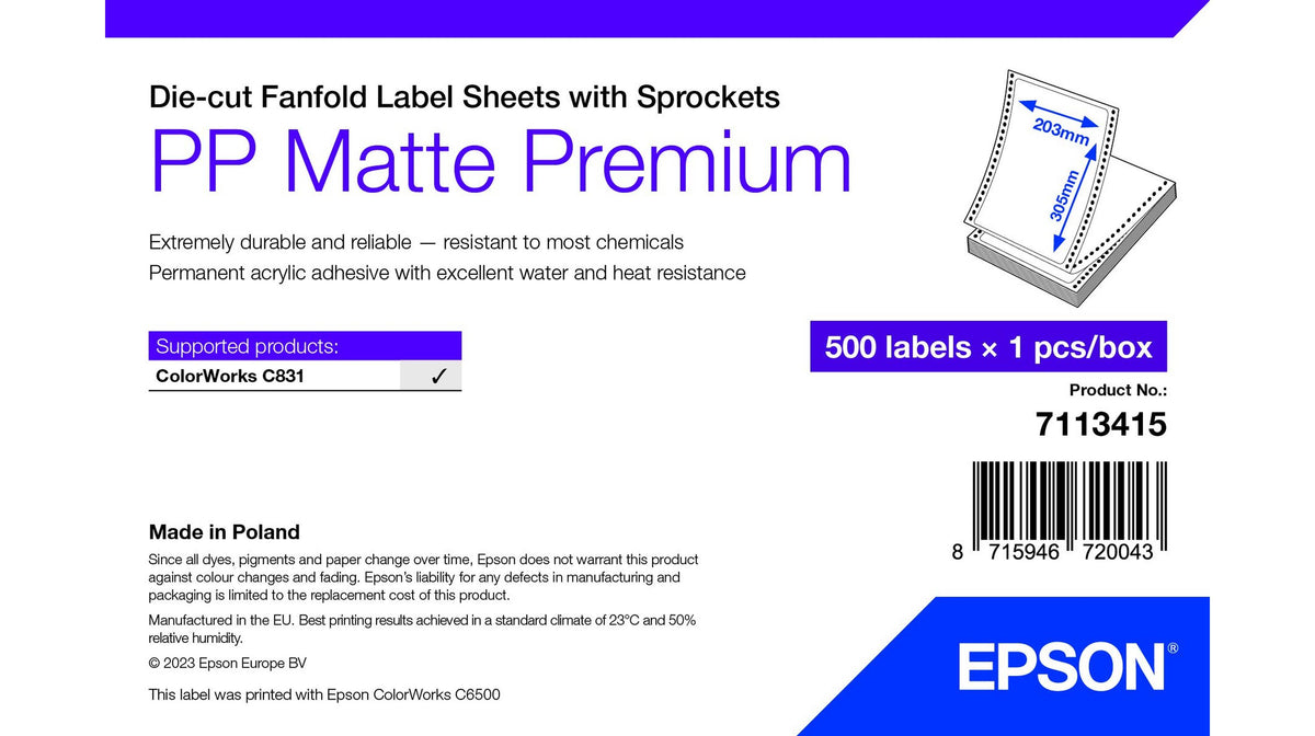 Epson PP Matte Label Premium utskriftsbara Etiketter