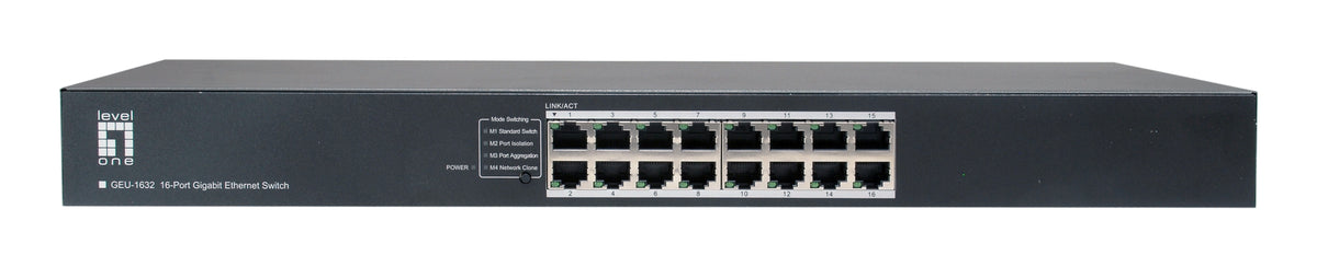 LevelOne GEU-1632 Ohanterad Gigabit Ethernet (10/100/1000) 1U Grå