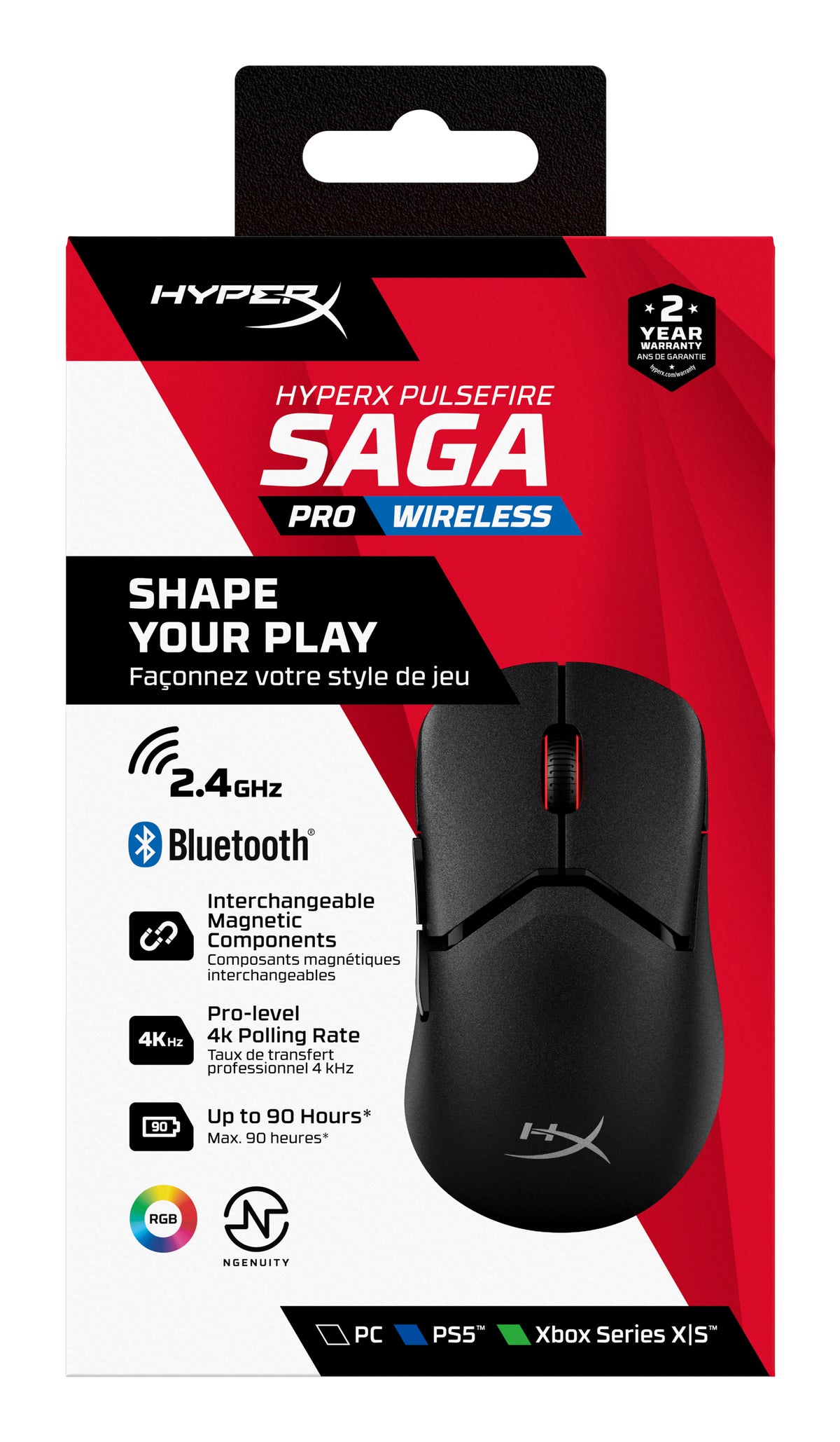 HyperX Pulsefire Saga Pro trådlös gaming-mus (svart)