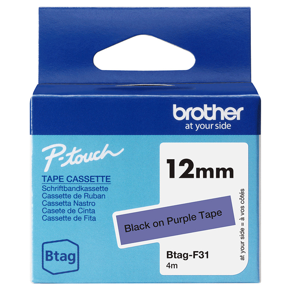 Brother BTAG-F31 etikett-tejp Svart på lila