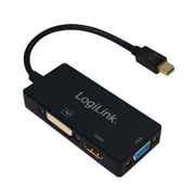 LogiLink CV0110 videokabeladapter 0,15 m Mini DisplayPort VGA + HDMI + DVI Svart