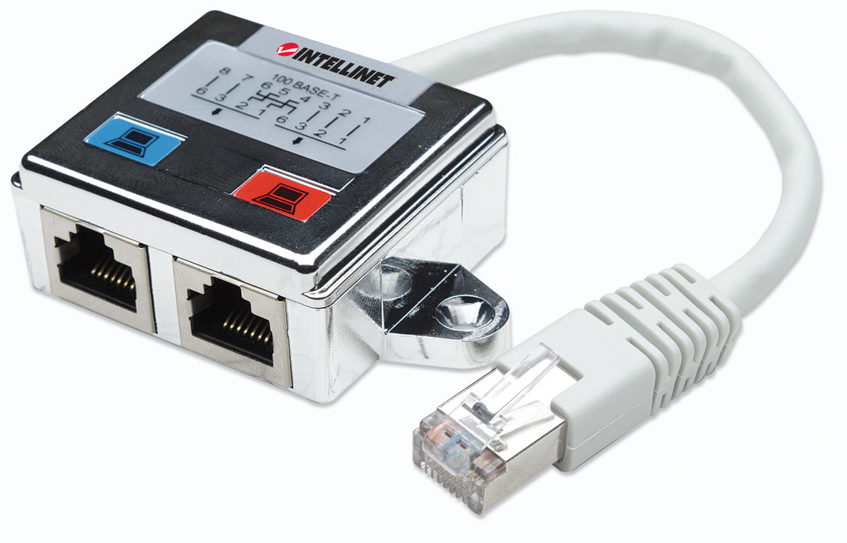 Intellinet 504195 kabelomvandlare (hane/hona) 2 x RJ45 RJ45 Silver