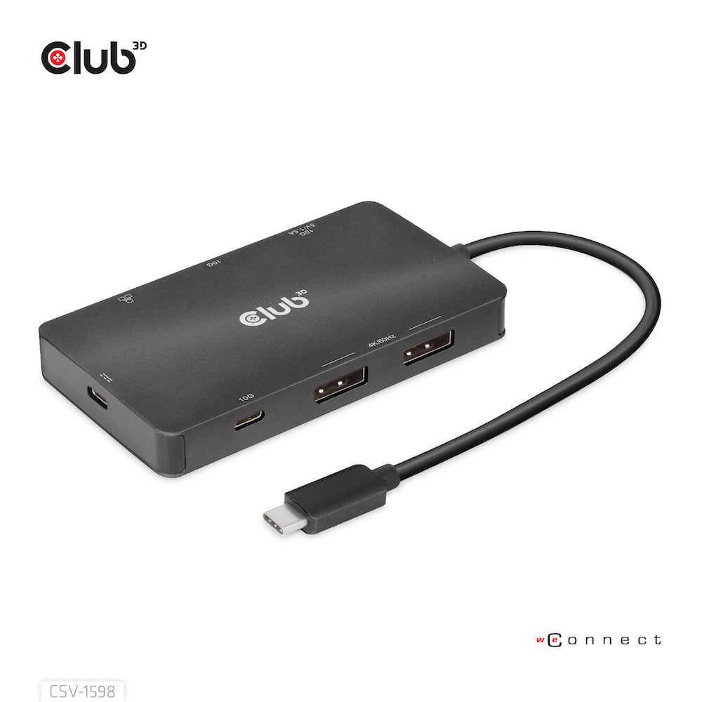 CLUB3D CSV-1598 dockningsstationer för bärbara datorer USB 3.2 Gen 2 (3.1 Gen 2)