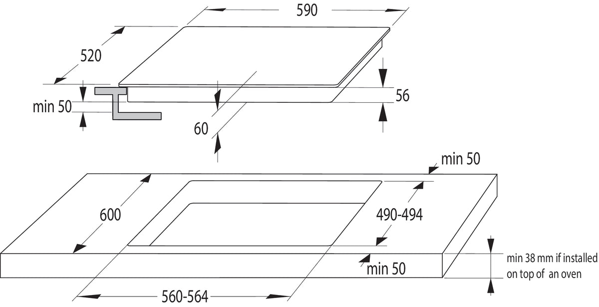 Gorenje GI6401BCE Svart Inbyggd spishäll