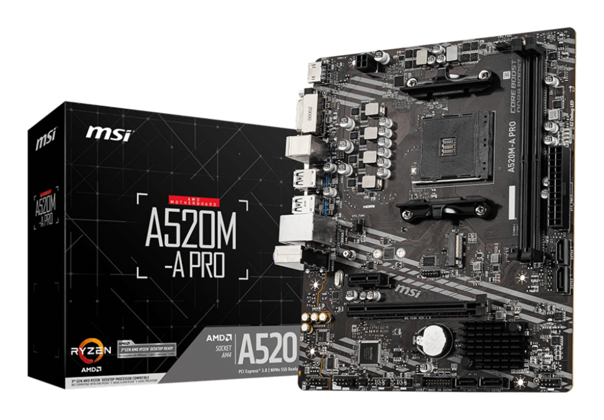 MSI A520M-A PRO moderkort AMD A520 Uttag AM4 micro ATX
