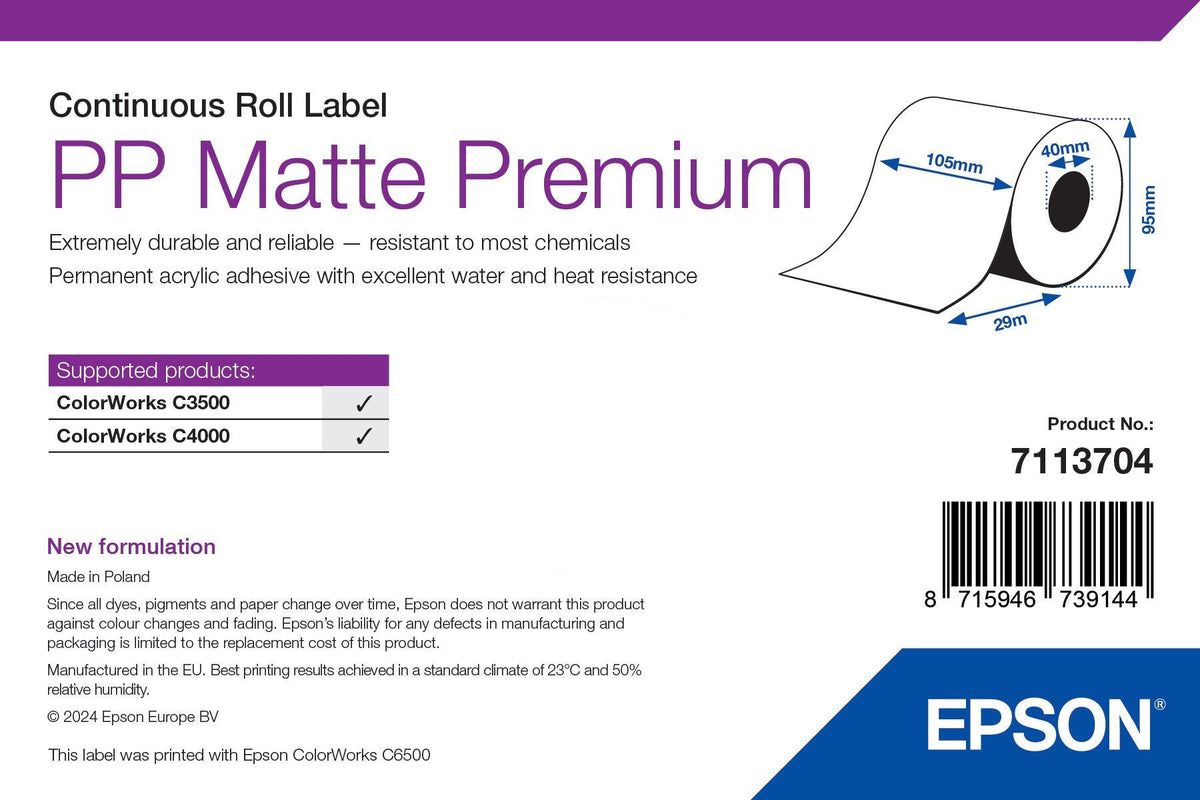 Epson PP Matte Label Premium utskriftsbara Etiketter