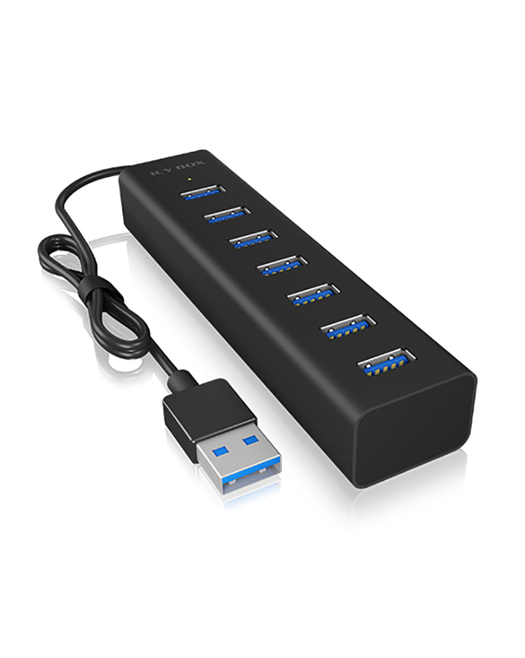 ICY BOX IB-HUB1700-U3 USB 3.2 Gen 1 (3.1 Gen 1) Type-A 5000 Mbit/s Svart