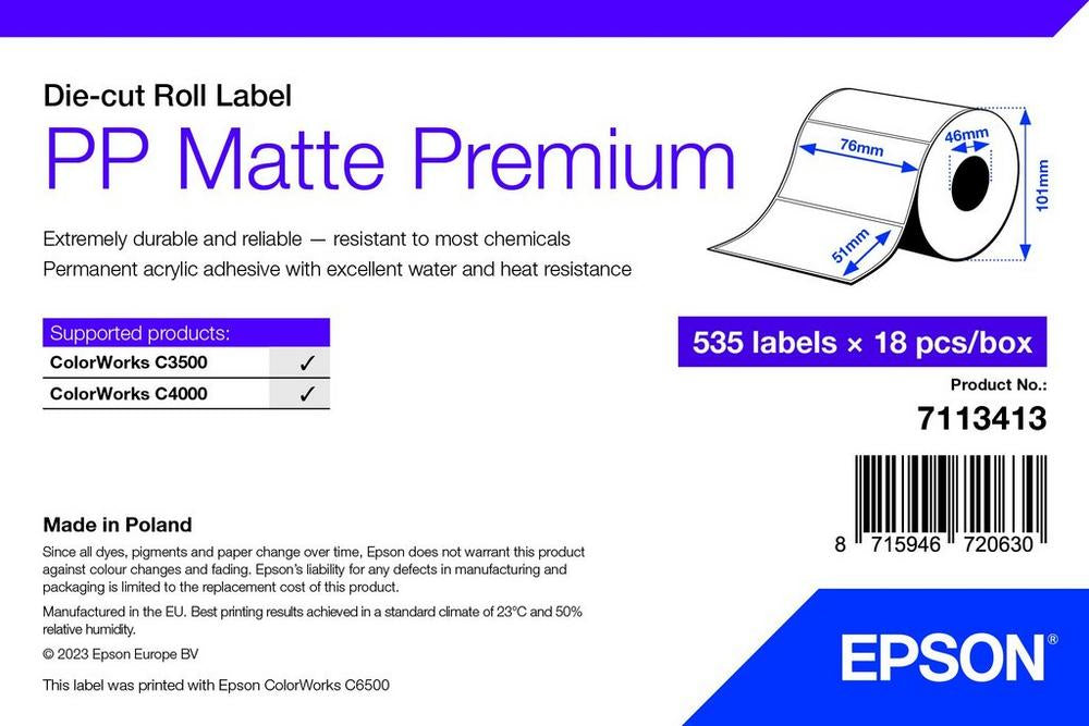 Epson PP Matte Label Premium utskriftsbara Etiketter