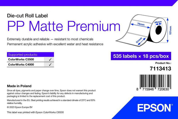 Epson PP Matte Label Premium utskriftsbara Etiketter