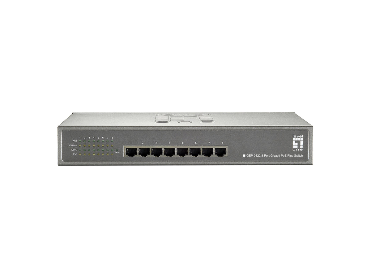 LevelOne GEP-0822 nätverksswitchar Gigabit Ethernet (10/100/1000) Strömförsörjning