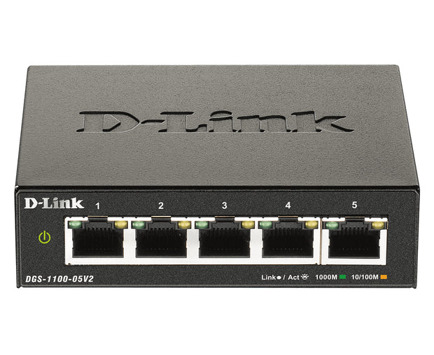 D-Link DGS-1100-05V2/E nätverksswitchar hanterad L2 Gigabit Ethernet (10/100/1000) Svart