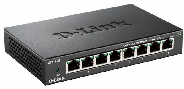 D-Link DES-108 Svart nätverksswitch