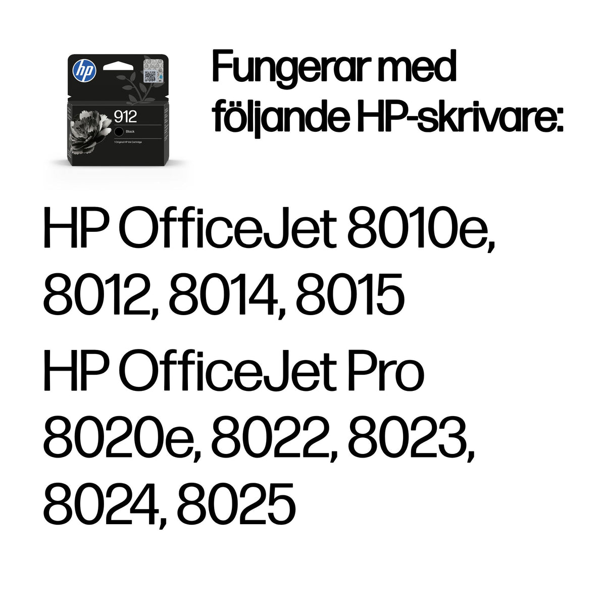 HP 912 svart original bläckpatron