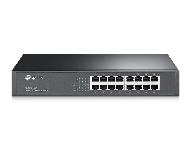 TP-Link TL-SF1016DS Ohanterad Fast Ethernet (10/100) Svart