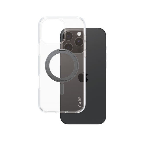 PanzerGlass CARE by Case Transparent w. Black Kickstand & MagSafe iPhone 16 Pro Max