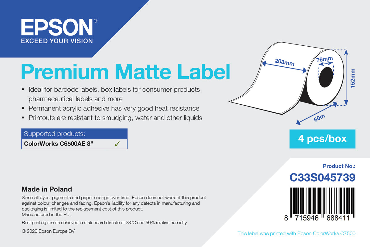 Epson Premium Matte Label utskriftsbara Etiketter