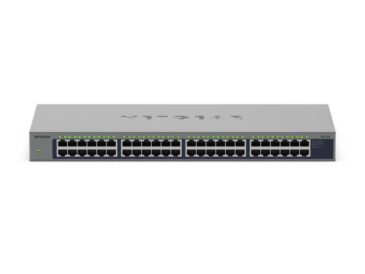 NETGEAR GS748 Ohanterad Gigabit Ethernet (10/100/1000) Grå