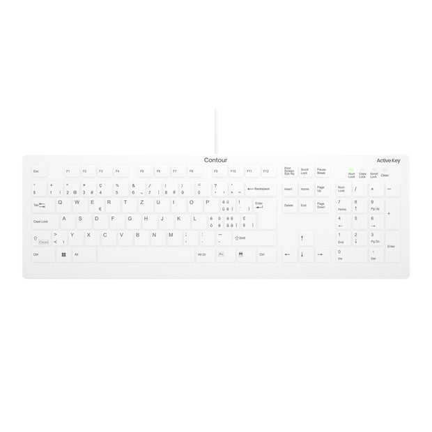 Contour Design Active Key AK-C8112 tangentbord Medical USB QWERTZ schweizisk Vit