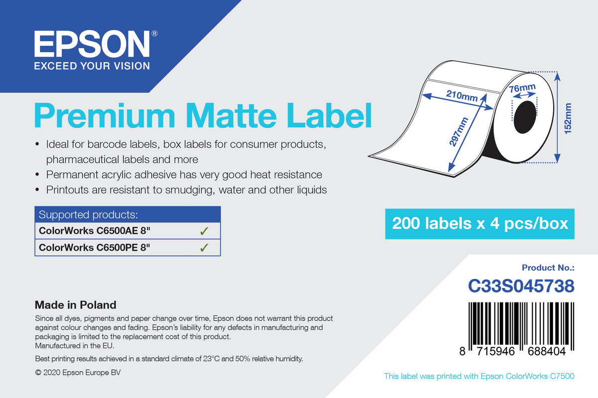Epson Premium Matte Label utskriftsbara Etiketter