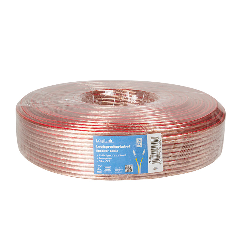 LogiLink CA1085 ljudkabel 50 m Transparent
