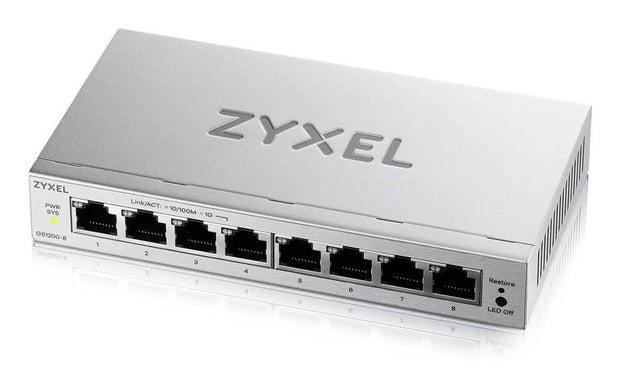 Zyxel GS1200-8V3 hanterad L2 Gigabit Ethernet (10/100/1000) Skrivbord Grå