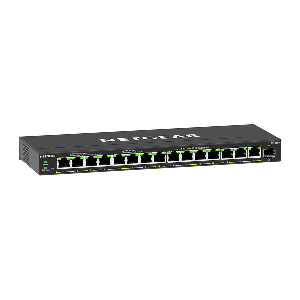 NETGEAR GS316EP hanterad Gigabit Ethernet (10/100/1000) Strömförsörjning via