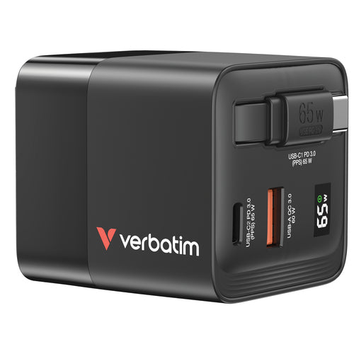 Verbatim GaN Charger 65W Universal Svart AC Snabb laddning inomhus