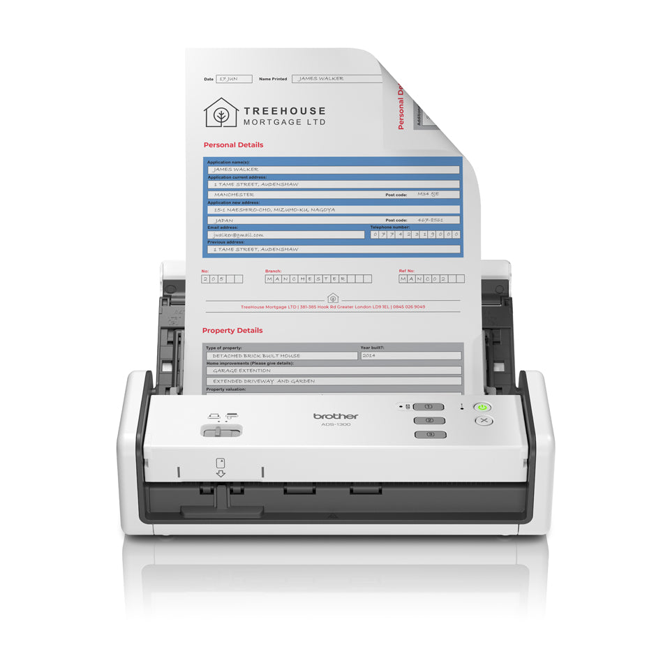 Brother ADS-1300 skannrar ADF-skanner 600 x 600 DPI A4 Vit