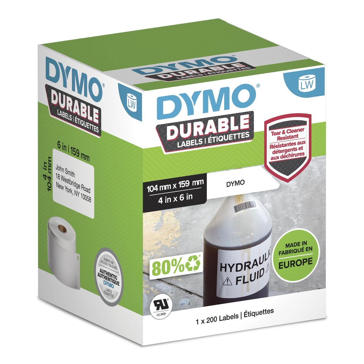 DYMO Hållbara LabelWriter-originaletiketter utskriftsbara Etiketter