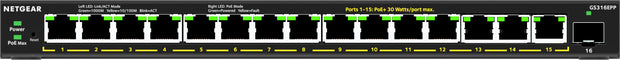NETGEAR GS316EPP hanterad Gigabit Ethernet (10/100/1000) Strömförsörjning via Ethernet (PoE) stöd Svart