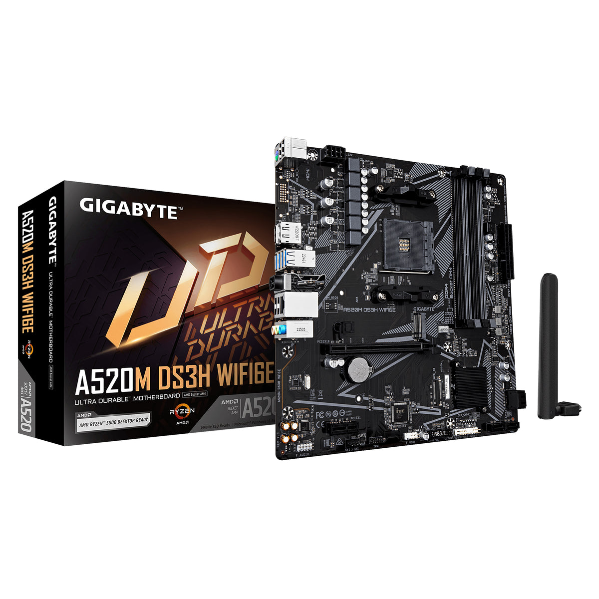 GIGABYTE A520M DS3H WIFI6E AMD A520 Uttag AM4 micro ATX